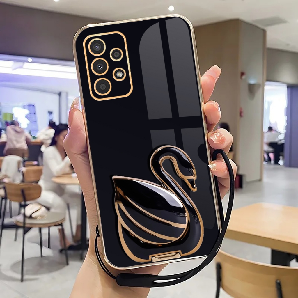 Case Samsung A23 Softase Mewah Silikon Plating With Holder Kick Stand