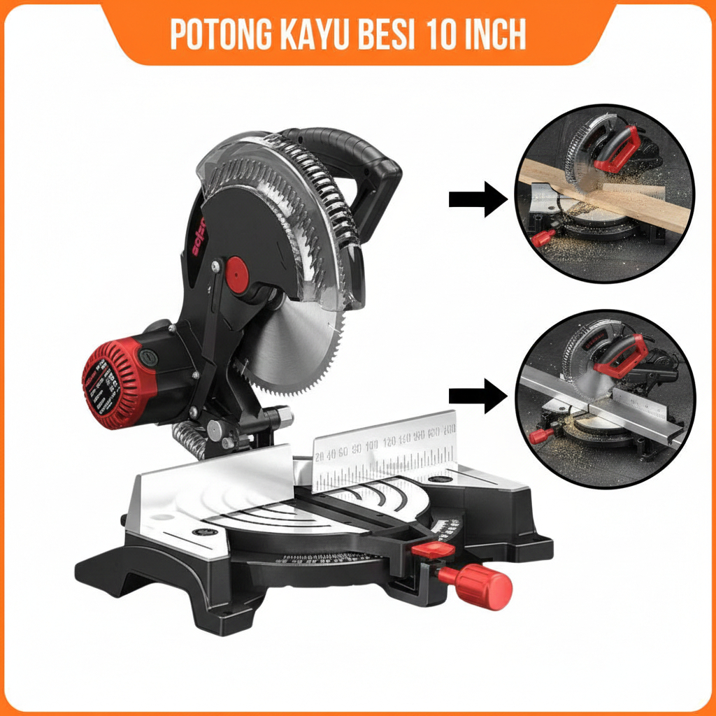 Mesin Potong Alumunim Duduk Gergaji Kayu Listrik Mitter Saw 10'' INCH YB-255D