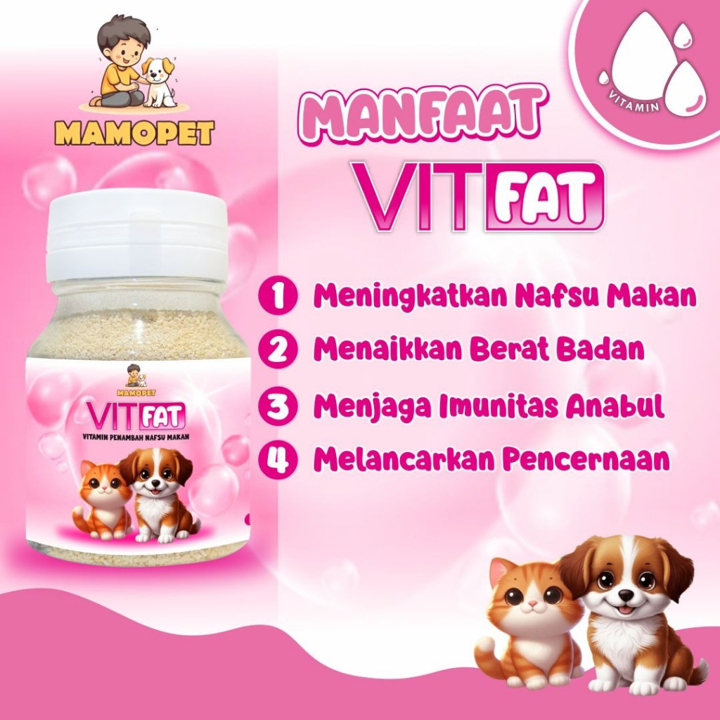 Vitamin nafsu makan kucing anjing Penambah Napsu makan kucing anjing MAMOPET VITFAT VITAMIN GEMUK Ku