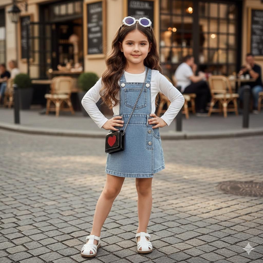 Overal Rok pendek Jeans Anak Perempuan Usia 1-7 Tahun - Jumpsuit Romper Denim Model Rok Celana Pende