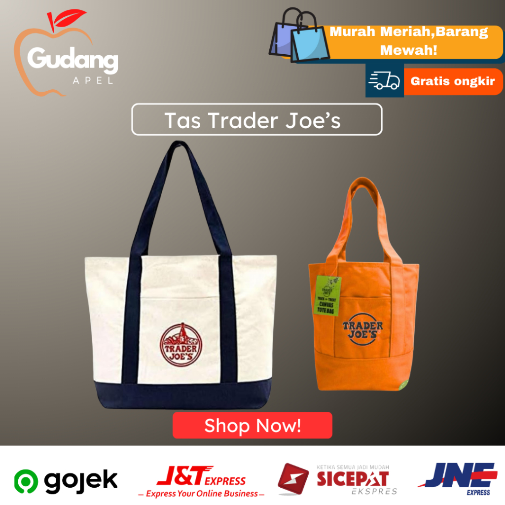 Trader Joe's Trader Joes Canvas Tote Bag Tas Traders Joe Trader's Joe 100% Original USA