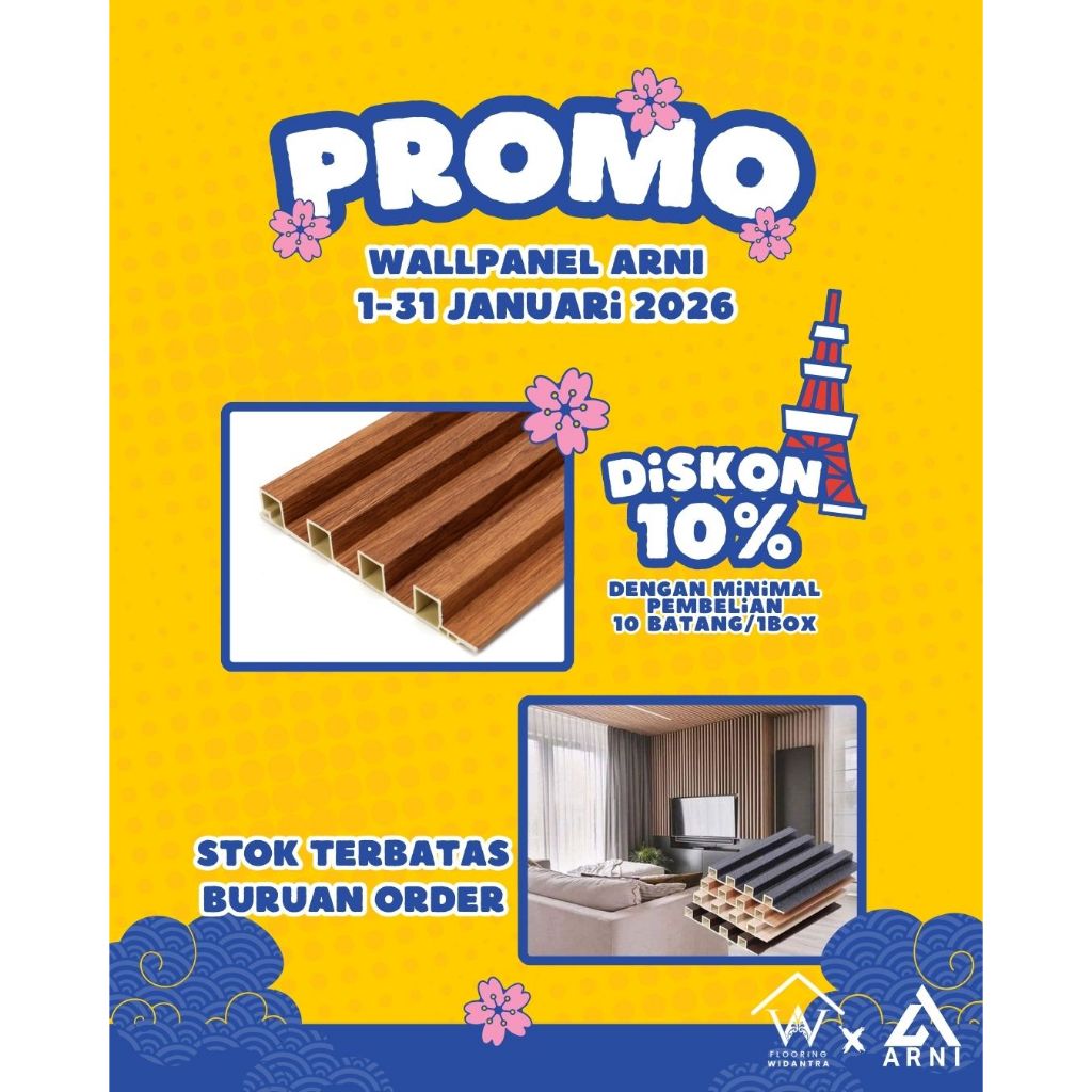 Promo Spesial Wpc Wall Panel Arni Dekorasi Dinding 3m | Ruang Tamu | Kamar | Backdrop TV