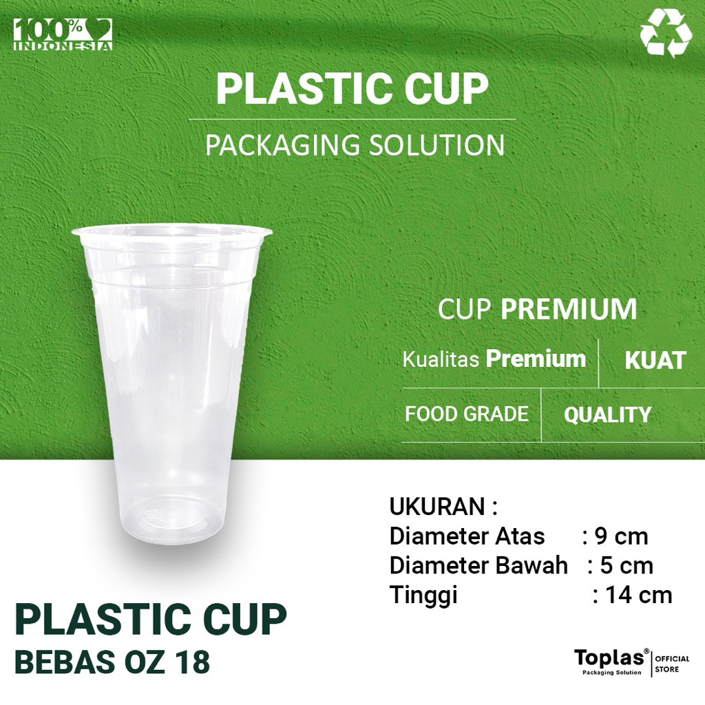BEBAS Gelas Plastik Cup Oz 18 (ISI 50) / Gelas Plastik 18 oz / Gelas Plastik Cup oz 18