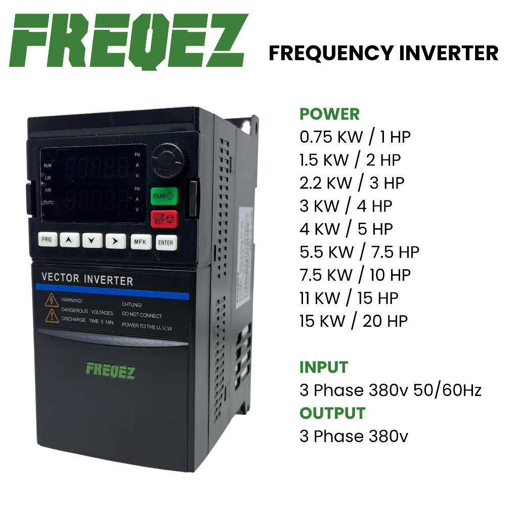 Inverter VFD 0.75KW/1.5KW/2.2KW/3KW/4KW/5.5KW/7.5KW/11KW/15KW 380V 3PHASE 3PH 3P Variable Frequency 