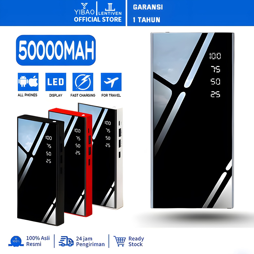 YIBAO LENTIVEN Powerbank 50000 mah Digital Display Fast Charging