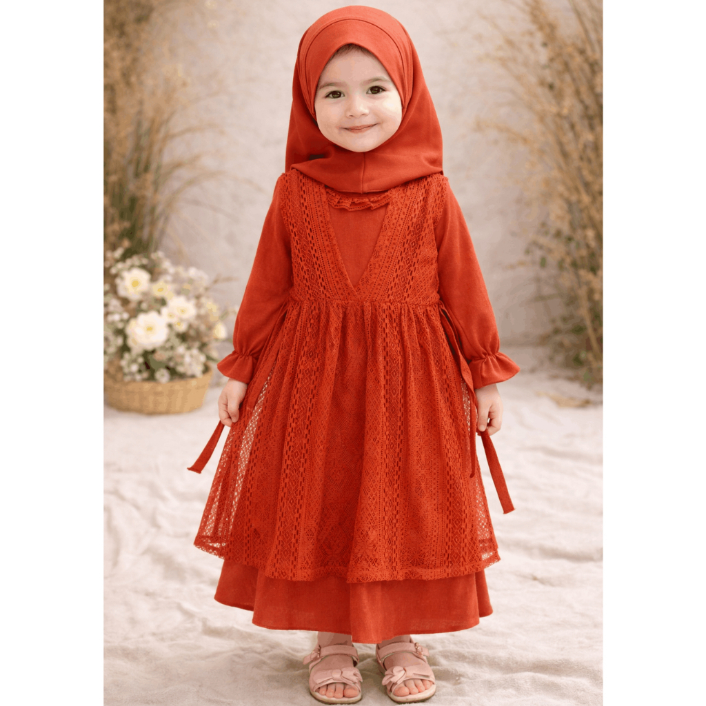 [Ataina] Gamis Anak Ameera Model Rompi Lepas Panjang