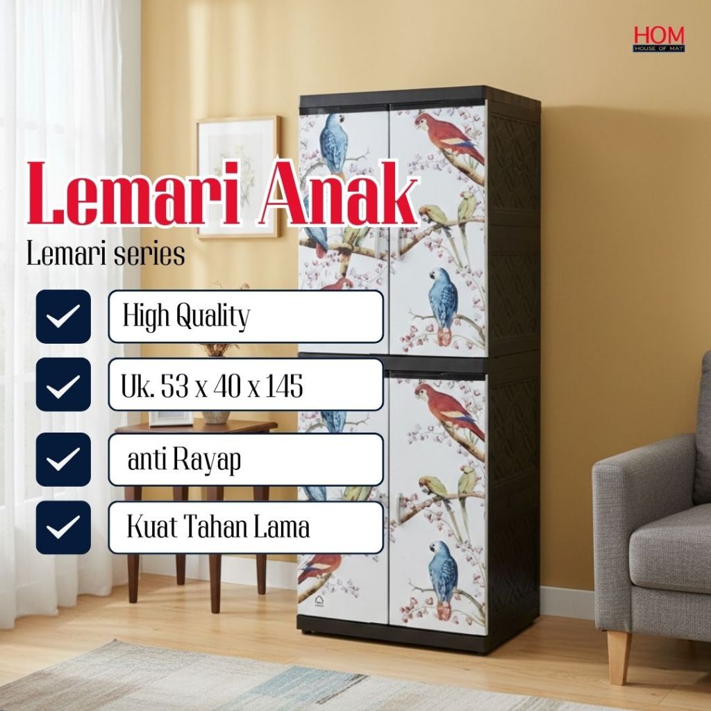 Lemari Plastik anak karakter/ polos / non kaca Tebal