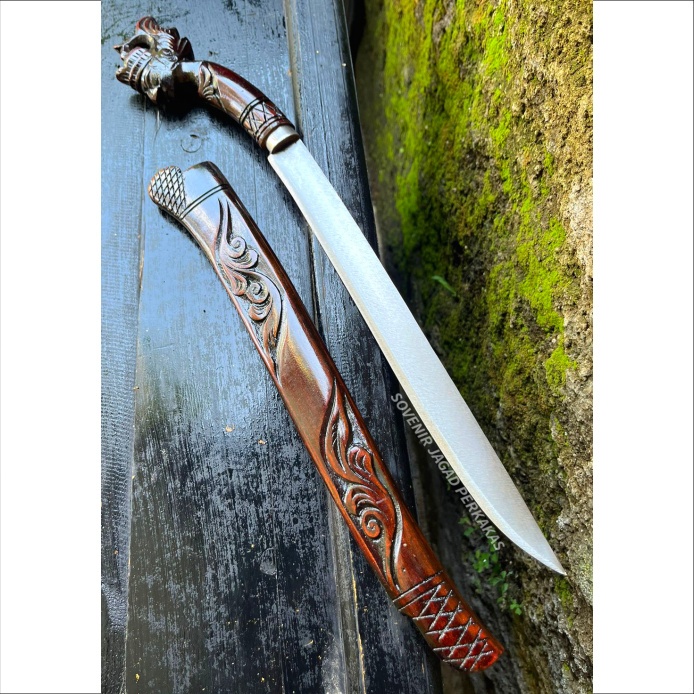 GOLOK Wayang Baja Asli Kayu full Ukir Handmade kerajinan Golok Sembelih Serbaguna Siap pakai Tajam