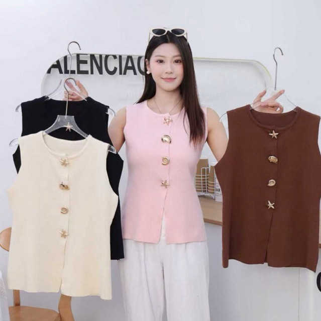 Vest Wanita Kancing Gold