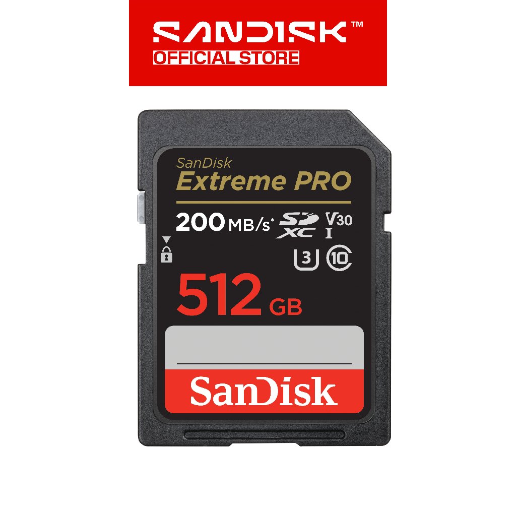 SANDISK SDXC Card Extreme Pro 512GB UHS-I U3 V30 for 4K UHD (Up to 200MB/s)