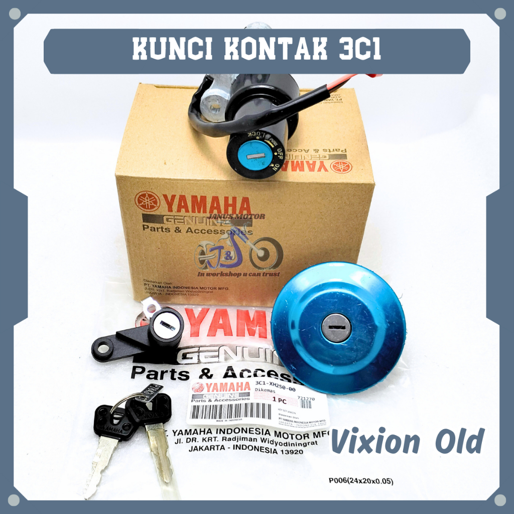 Kunci Kontak Set Yamaha 3C1 Konci Motor Vixion Old Keyset + Tutup Tangki Kualitas Original YGP