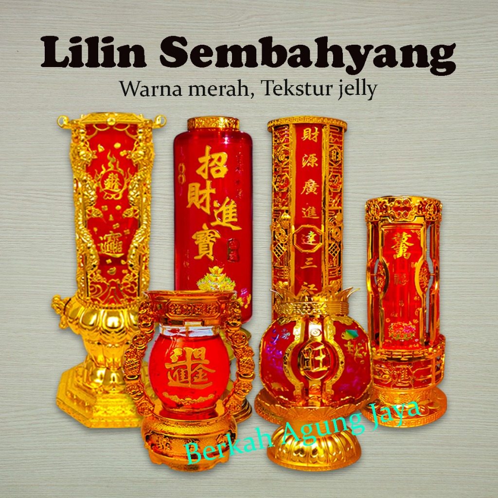 Lilin Jelly Sembahyang Motif / Lilin Jelly Merah Gelas Sembahyang Imlek