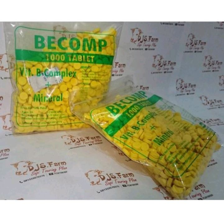 Becomp 1000 Tablet Vitamin B Complex untuk Ternak Sapi, Kambing, dan Unggas