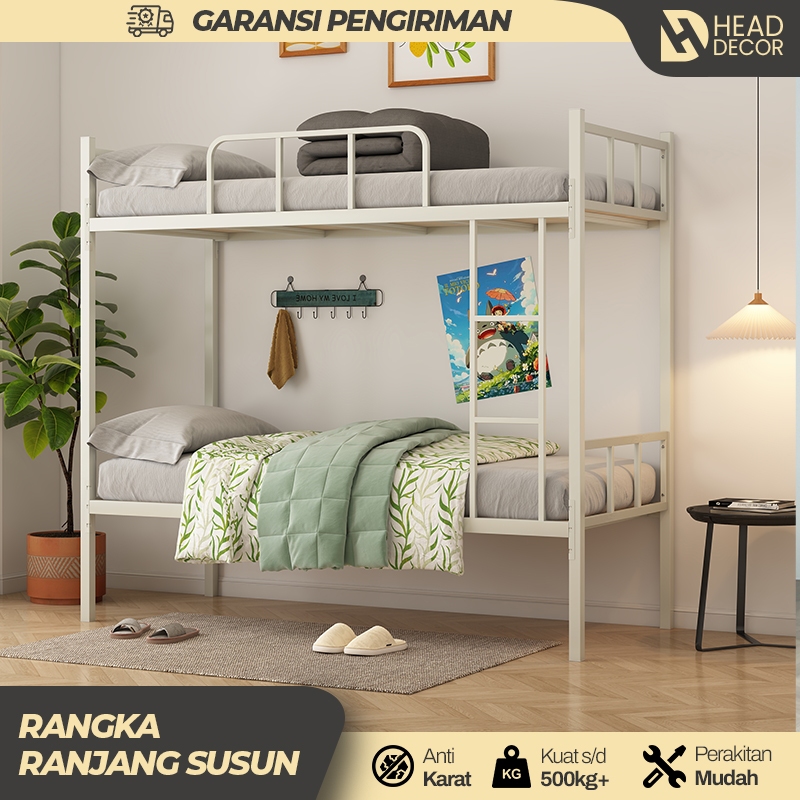 Ranjang Susun 2 Tingkat Dipan Krangka Kasur Anak dan Orang Dewasa Krangka Ranjang Tingkat Besi