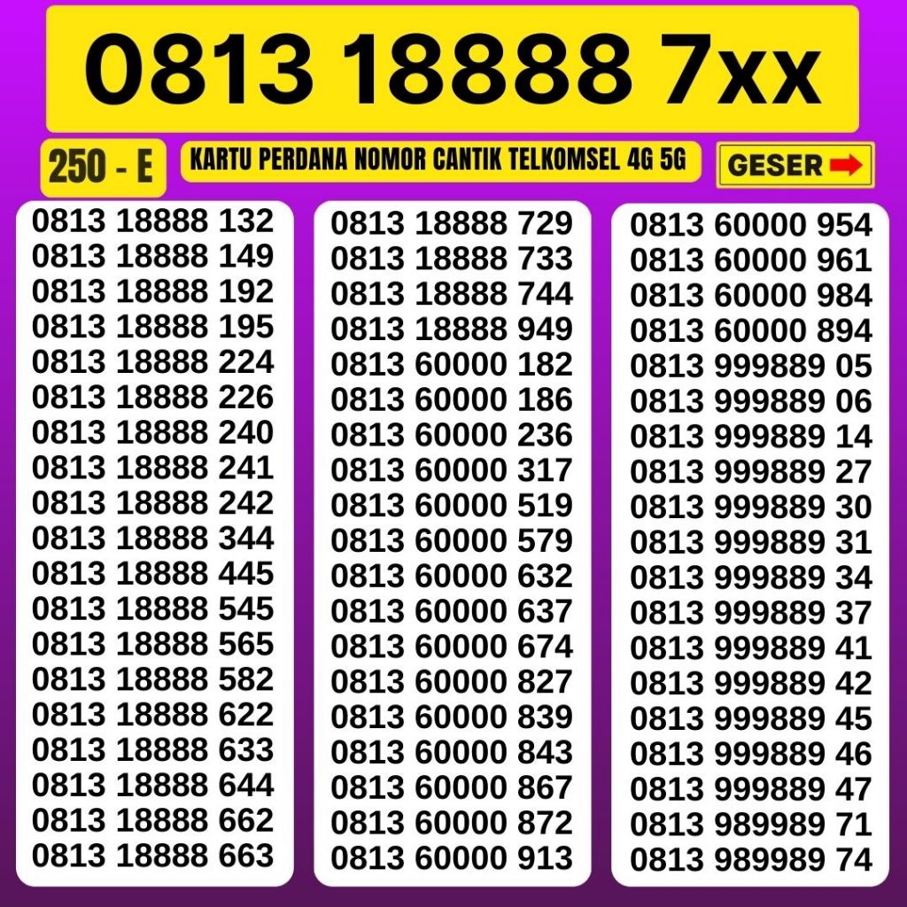 Nomor Cantik Telkomsel Simpati 3G 4G 5G Kartu Perdana Telkomsel Cantik 250an Kartu Perdana Simpati C