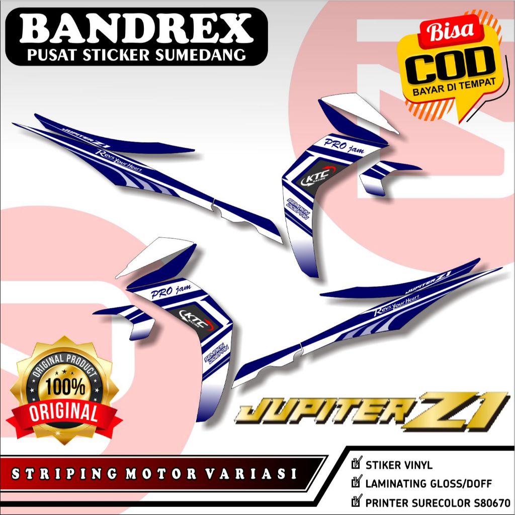 Striping Jupiter Z1 - Set Striping Motor - Stiker Stripping Semi Simpel Variasi RC01