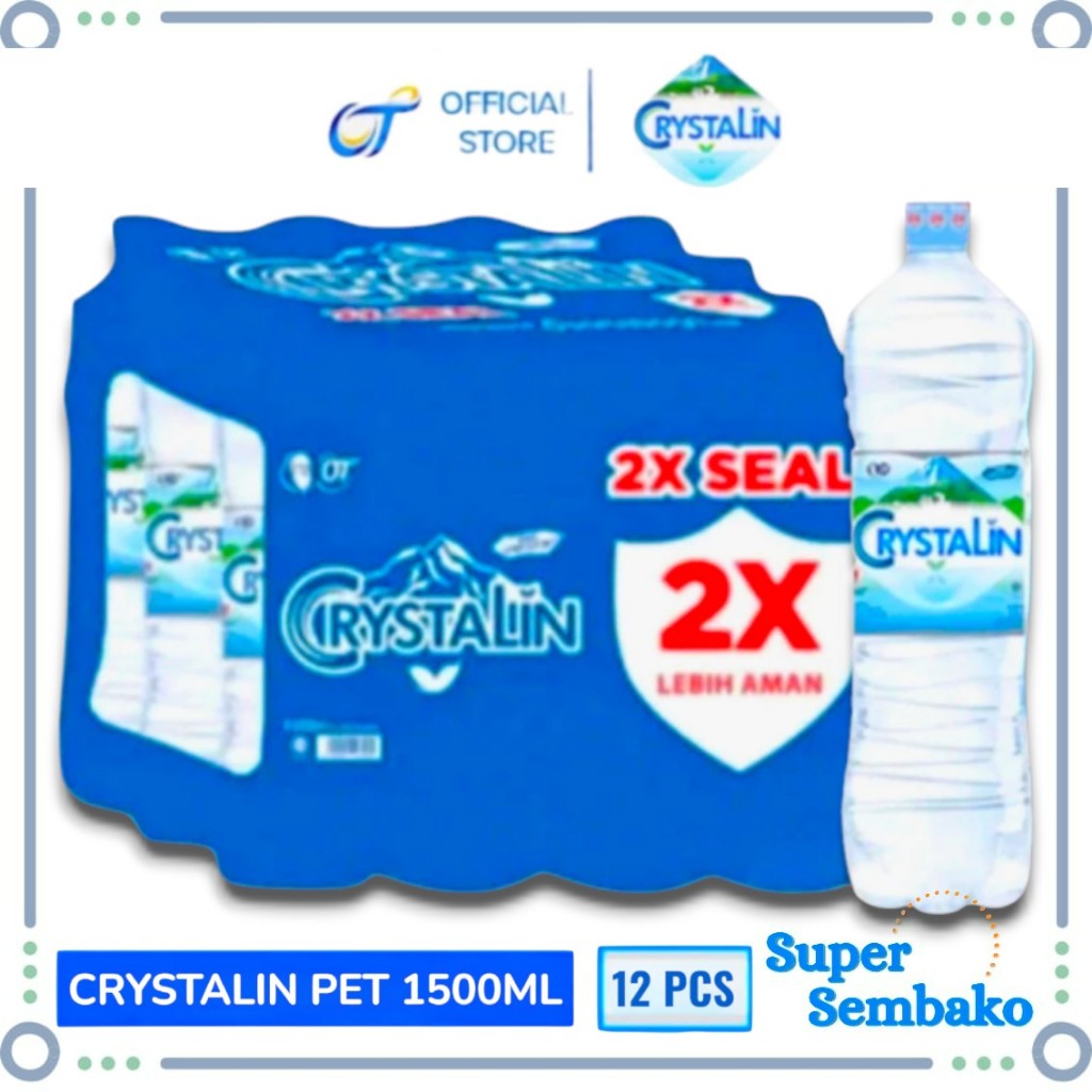 AIR MINERAL CRYSTALIN / CRYSTALINE BOTOL BESAR 1500ML 1 DUS KARTON ISI 12 BOTOL INSTANT MAKASSAR