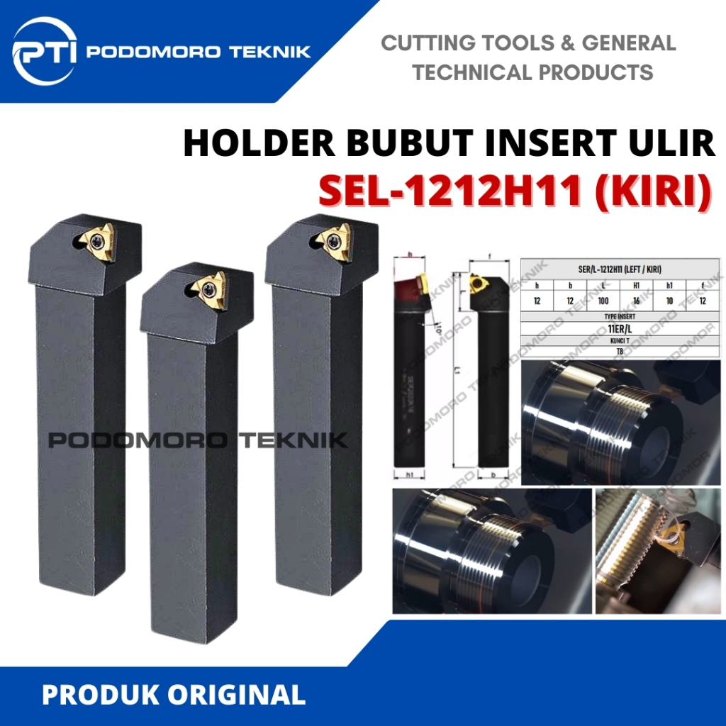 SEL 1212-11 Holder Ulir Gagang Bubut Drat Ulir Luar Insert ER 11 Pisau Bubut Ulir Luar