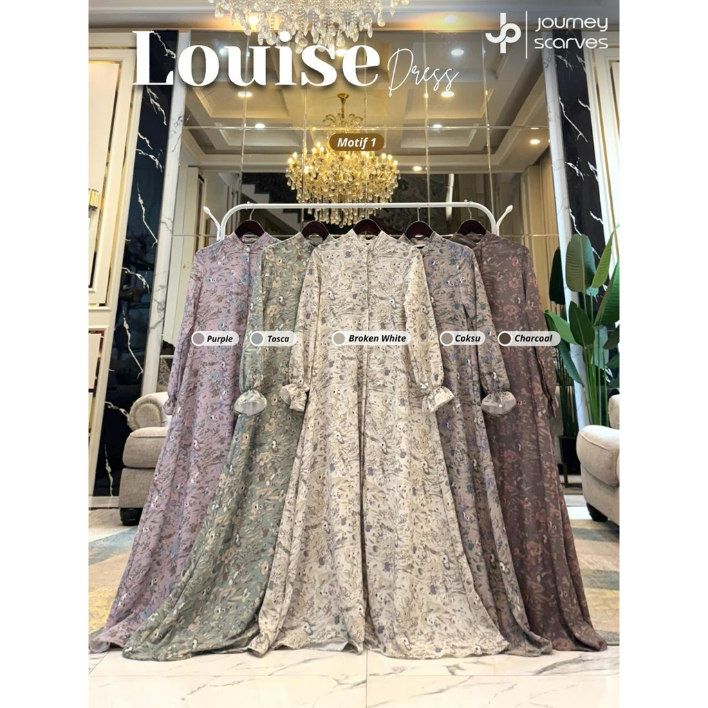 [READY LIMITED PART 4] LOUISE DRESS by JOURNEY SCARVES / Gamis Muslimah Motif Printing Simple Lebara