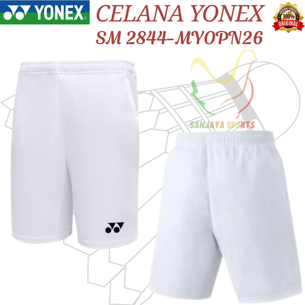 Celana Badminton Yonex Men's Shorts 2844 MYOPN26 - White / Celana Badminton Yonex PUTIH ORIGINAL