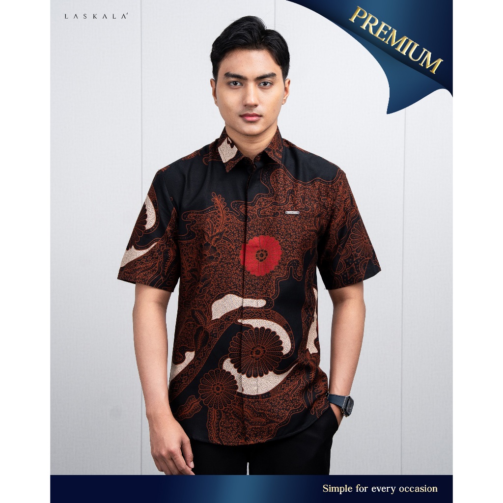 Laskala Batik Premium Haridasa Kemeja Batik Pria Slimfit Lengan Pendek