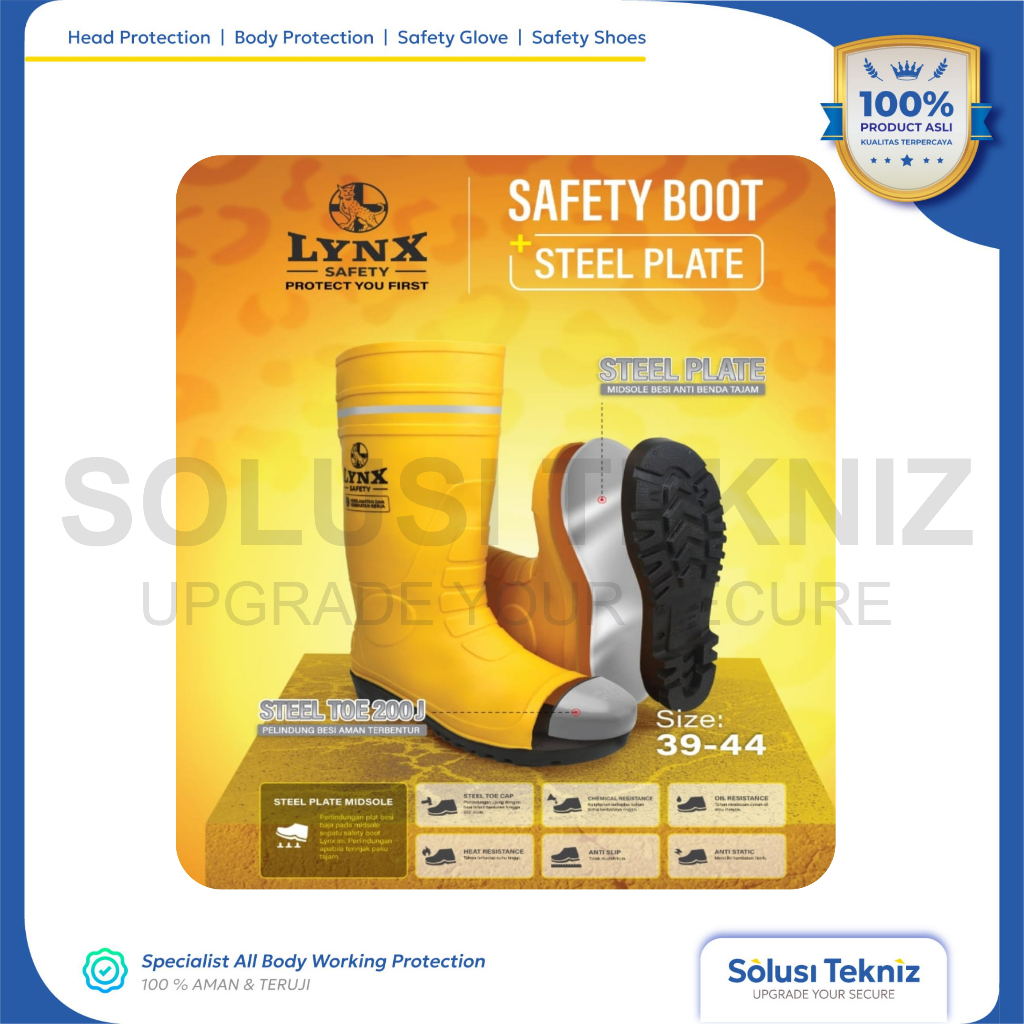 NEW SEPATU BOOT SAFETY PROYEK UJUNG BAWAH BESI STEEL TOE LYNX SAFETY EXPERT
