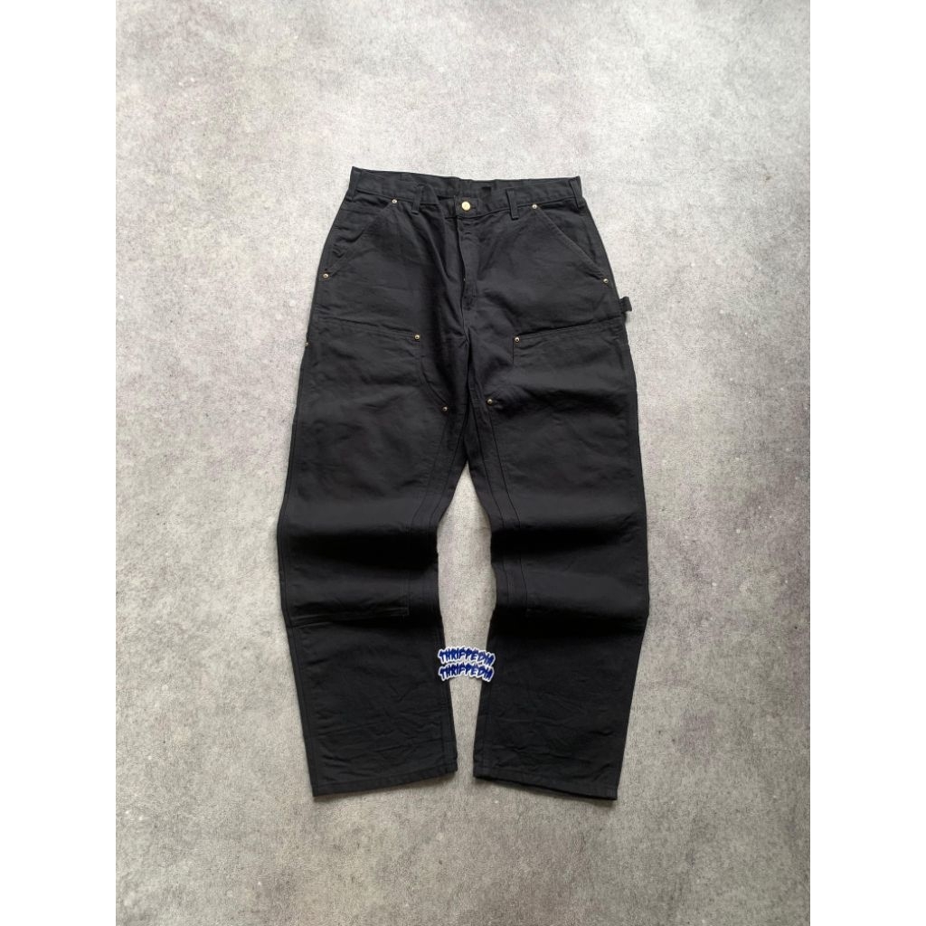 Carhartt B01 Black Double knee carpenter canvas duck loose fit size 31x30