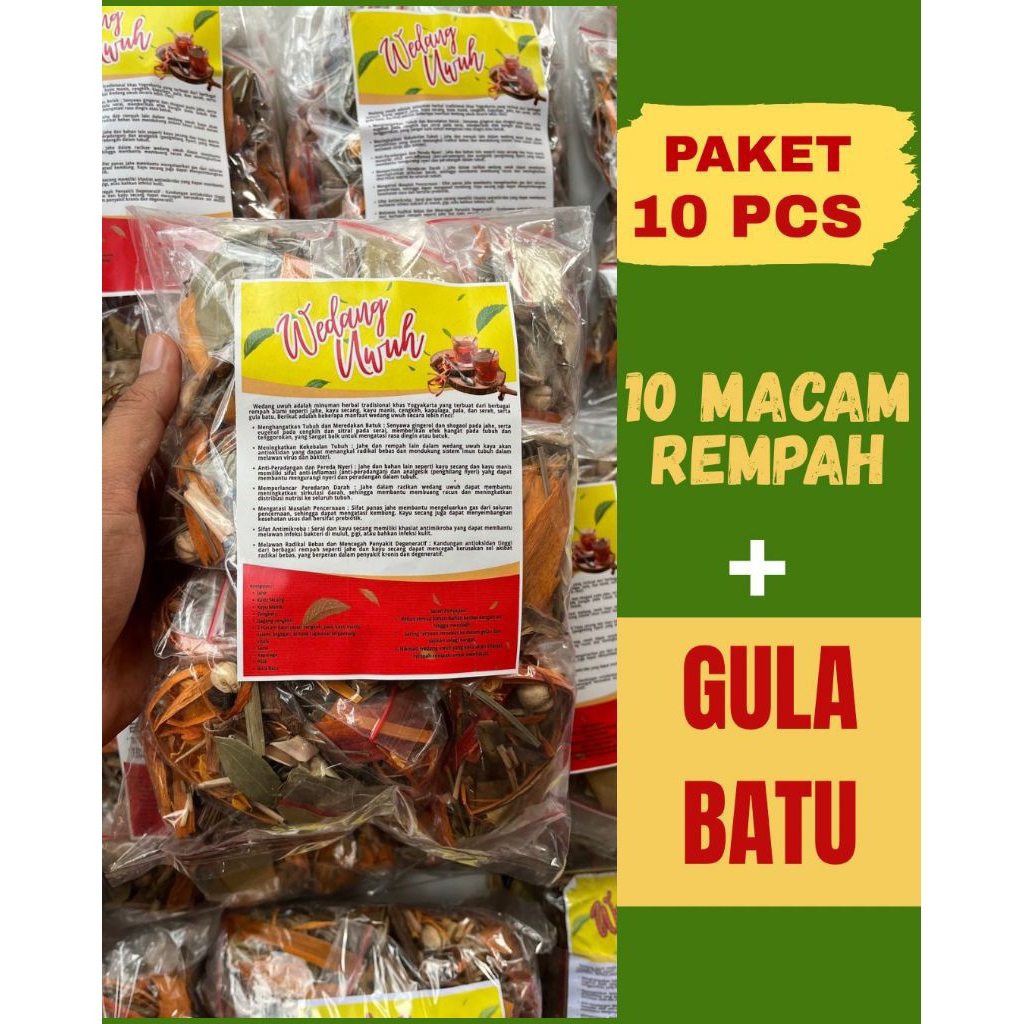 Isi 10pcs Wedang Uwuh 10 Macam Rempah Jahe Kapulaga Cengkeh Secang Kayu Manis Khas Jogja Solo Asli