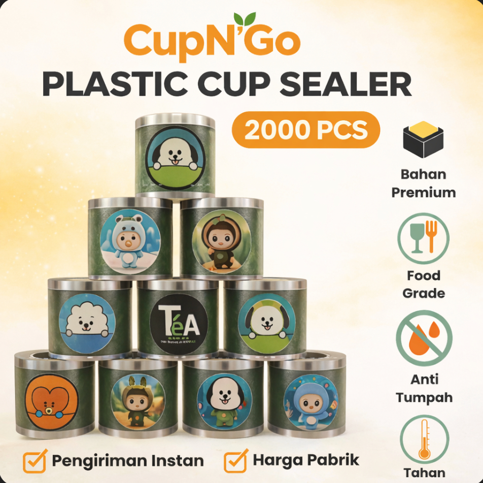 Cup Sealer Lid Plastik Premium Roll | Tutup Gelas Kopi Teh | Isi 1200 | Harga Pabrik