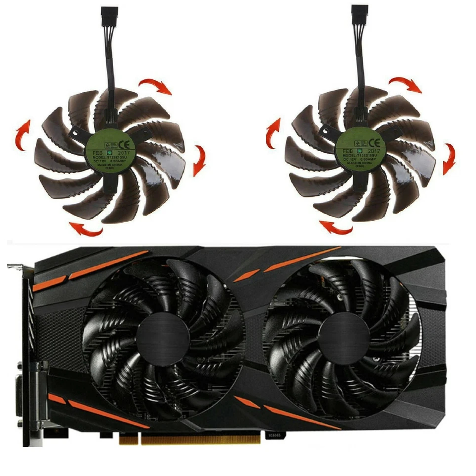 Fan kipas Vga Gigabyte GTX 1050 1060 1070 960 RX 470 480 570 580 Orginal Copotan
