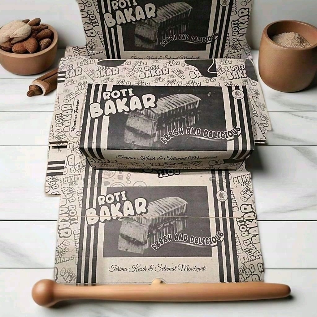 Kemasan Kertas Dus Roti Bakar 100pcs / Ukuran 20x9x7cm Kardus Roti Bakar
