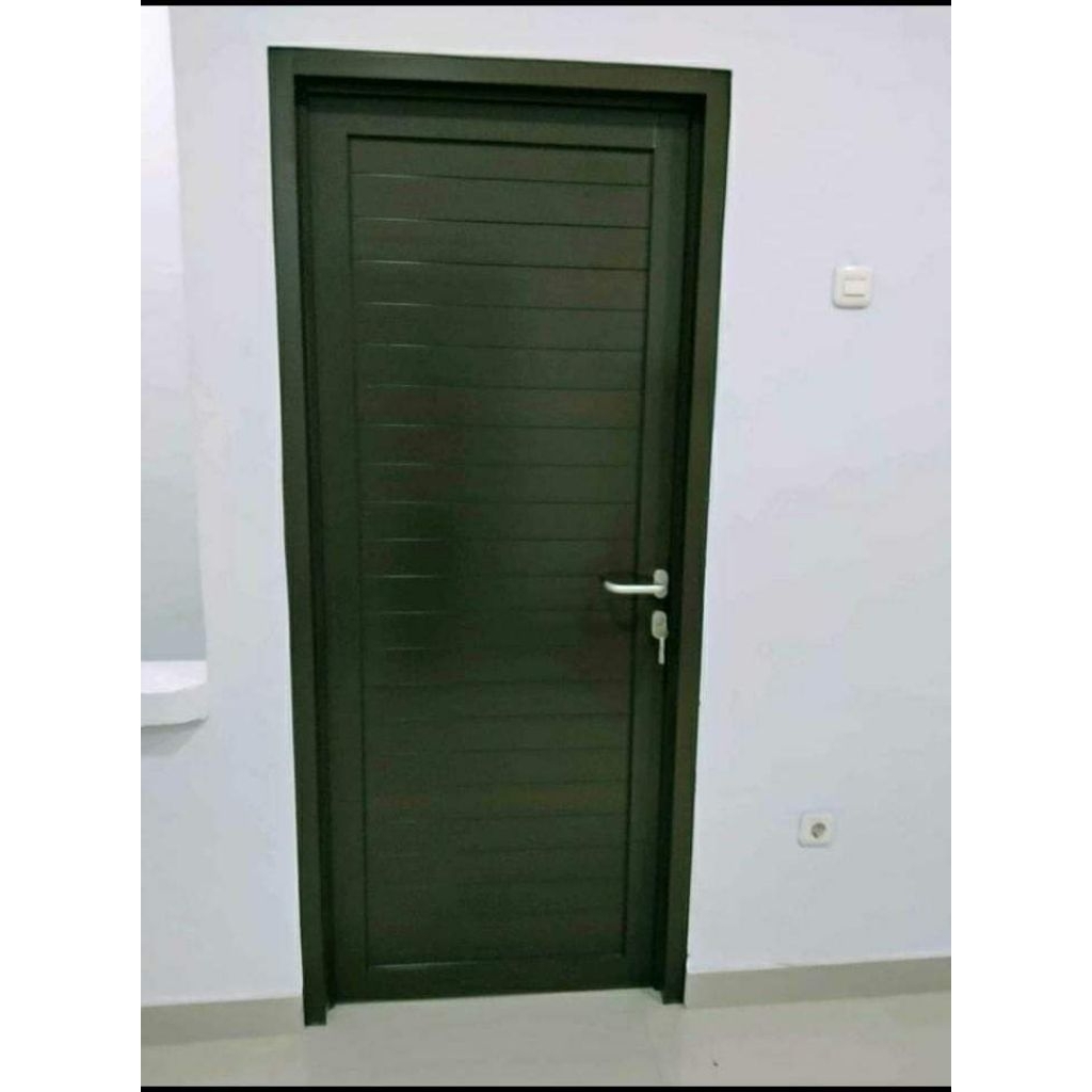 pintu Aluminium spandrel full + kusen warna coklat dan kunci lengkap siap jadi T 240cm x L 90cm bisa