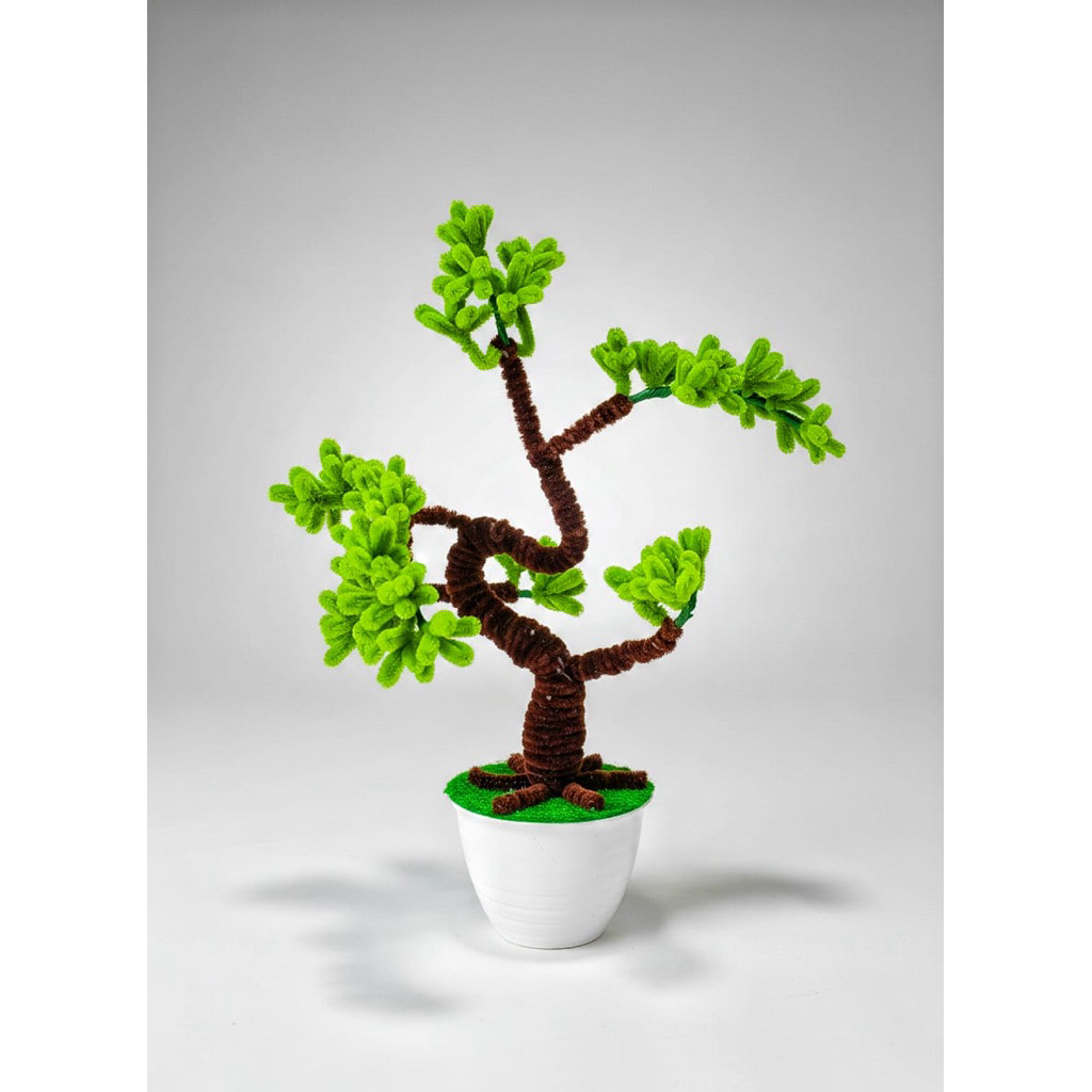 hiasan meja aestetic dari kawat bulu,pohon bonsai aestetic