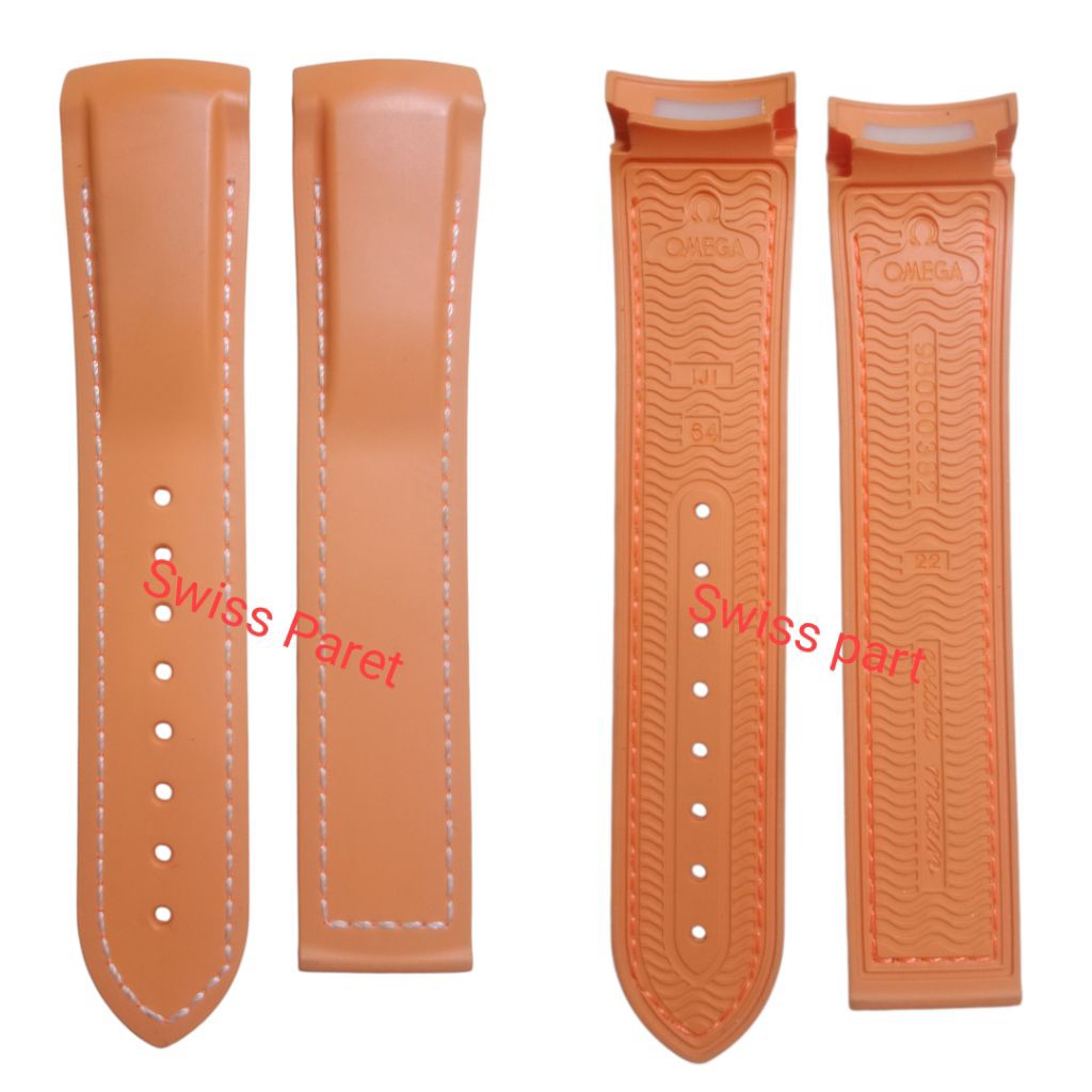 Tali Jam Karet Silikon Omega Seamaster planet Ocean Warna Oren Ukuran 22MM