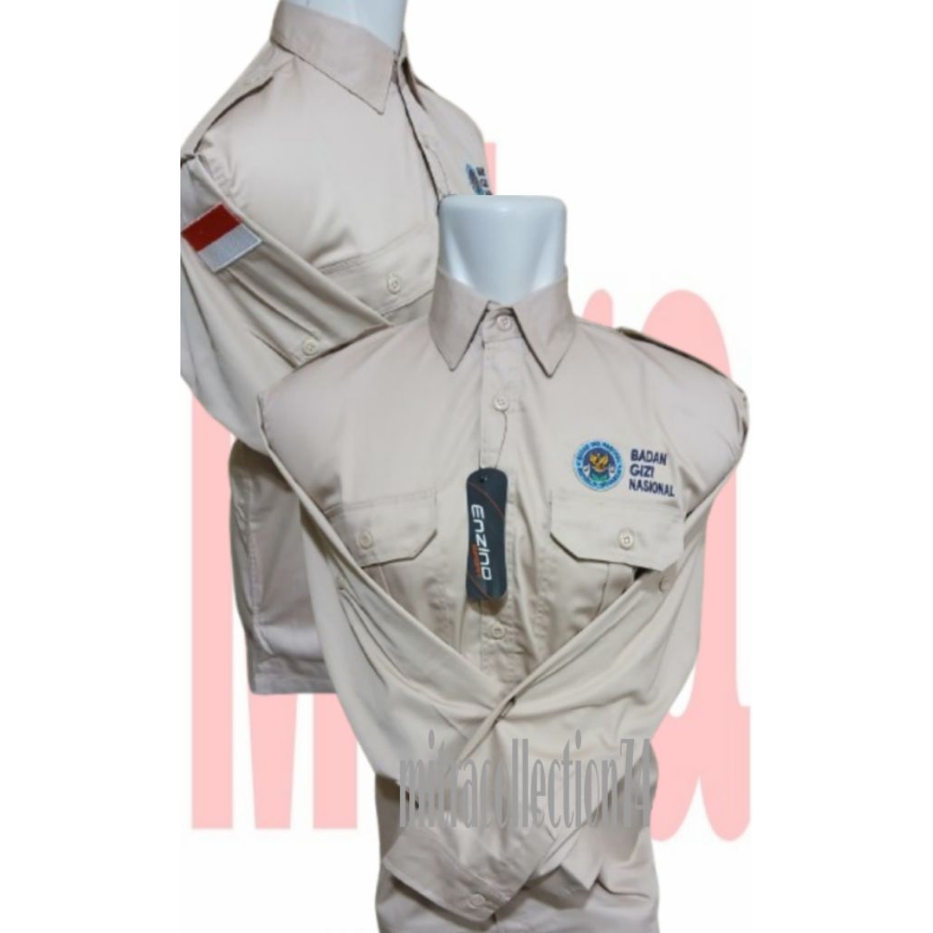 kemeja seragam PDH,PGN SPPG tanganpanjang krem