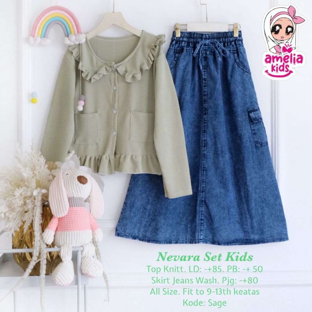 SET ROK JEANS ANAK PEREMPUAN • NEVARA SET KIDS ORI BY AMELIA KIDS
