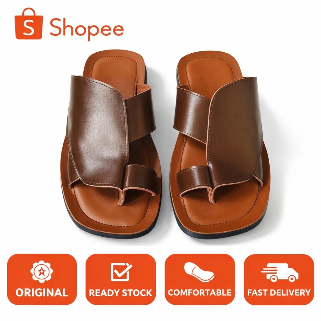 Sandal Kulit Pria/Sandal slop Pria Bahan Kulit Asli