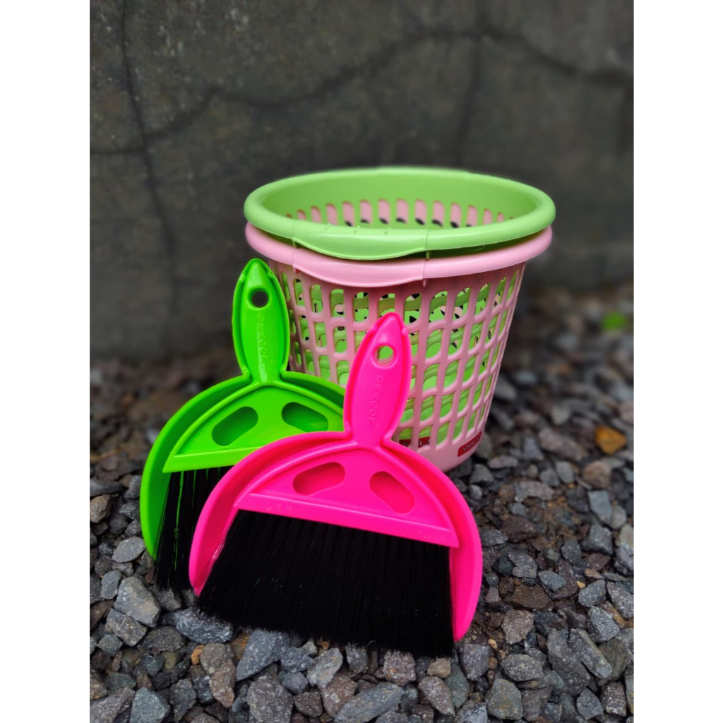 Paket Hemat Satu Set Sapu Pengki Mini Dragon + Tempat Sampah Mini Viola 4L - Sapu Pengki Set Serbagu