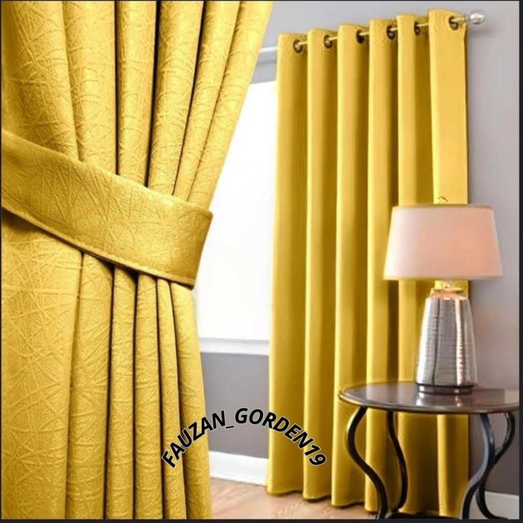 Gorden Blackout import motif serat tipis polos gorden pintu kamar dan jendela ruang tamu minimalis 6