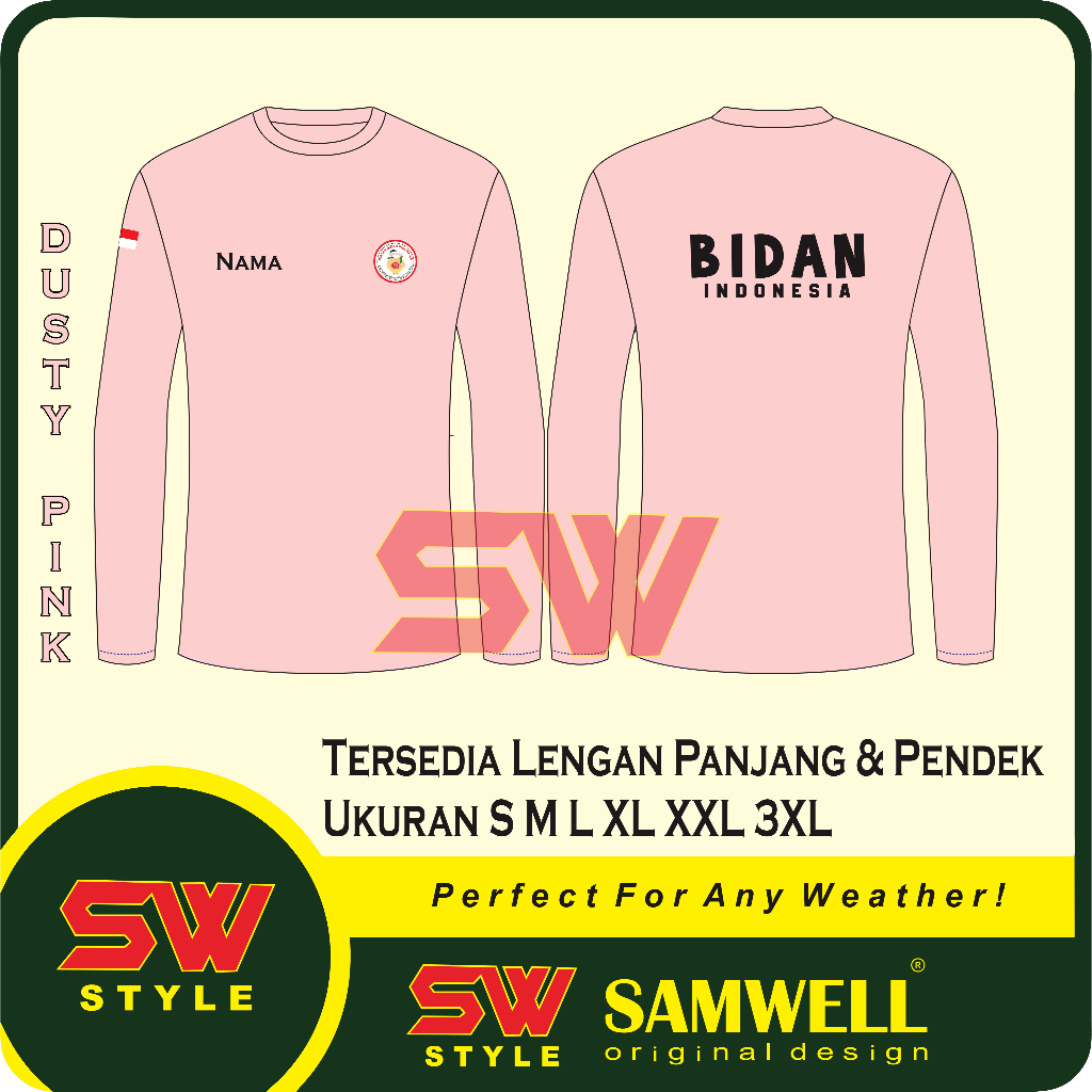 Kaos Bidan / Tshirt Kaos Bidan Indonesia Tersedia Lengan Panjang Dan Pendek Free Nama