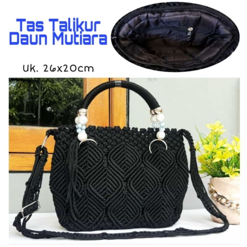 Tas Rajut Tali Kur Besar Model Hobo Salur Set Dompet / Tas Talikur Slempang Wanita Terbaru Kekinian 