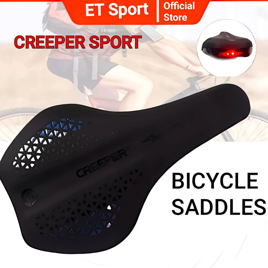 CREEPER Sadel Jok Sepeda Saddle MTB Road Bike Statis Elektrik Sport Empuk Built In Lampu Belakang