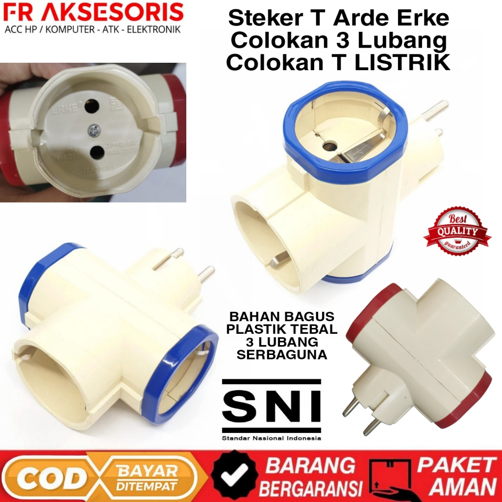 Steker T 3 LUBANG Multi serbaguna ARDE ERKE COLOKAN T 3 LUBANG COLOKAN LISTRIK 3 LUBANG T LISTRIK ST