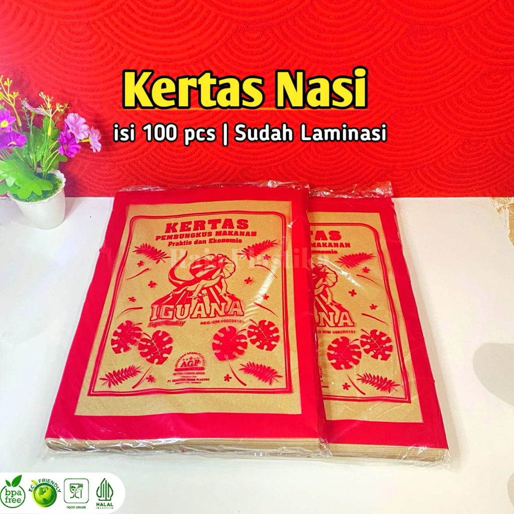 (100 PCS) kertas Nasi Warteg Laminasi  | Kertas Nasi Uduk | Pembungkus Nasi
