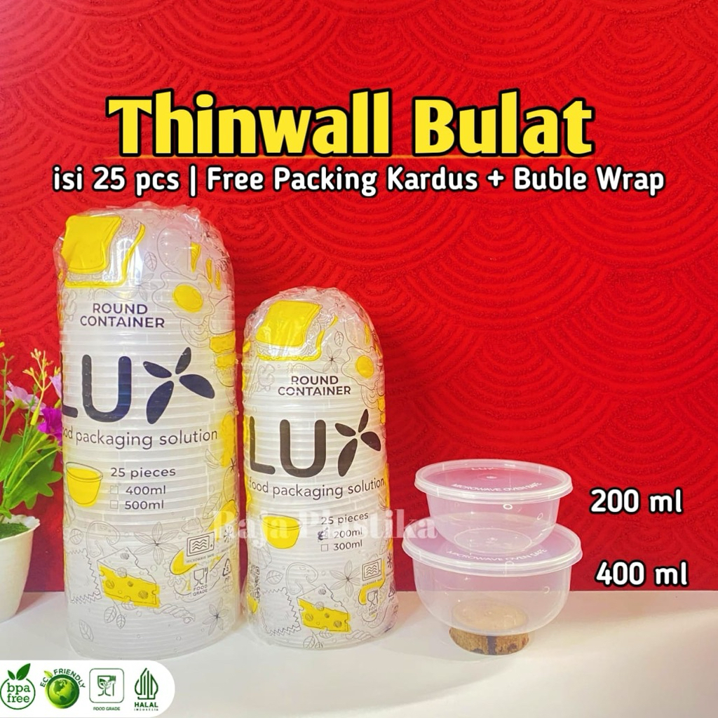 [25set] Thinwall Bulat 200ml - 400ml Merk Lux | Thinwall Mangkok Bulat