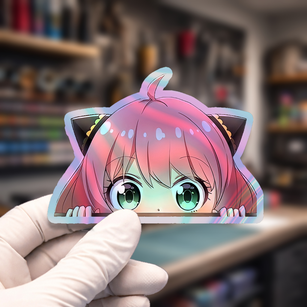 Stiker Hologram Spy x Family | Anya Peeking