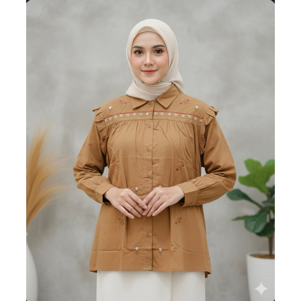KEMEJA KATUN POPLIN | KEMEJA WANITA DEWASA