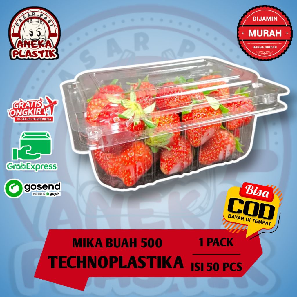 MIKA BUAH 500ML | MIKA STRAWBERRY 500GRAM | BOX MIKA FRUIT | MIKA BUAH & SAYUR MERK TECHNO - 1 PACK 