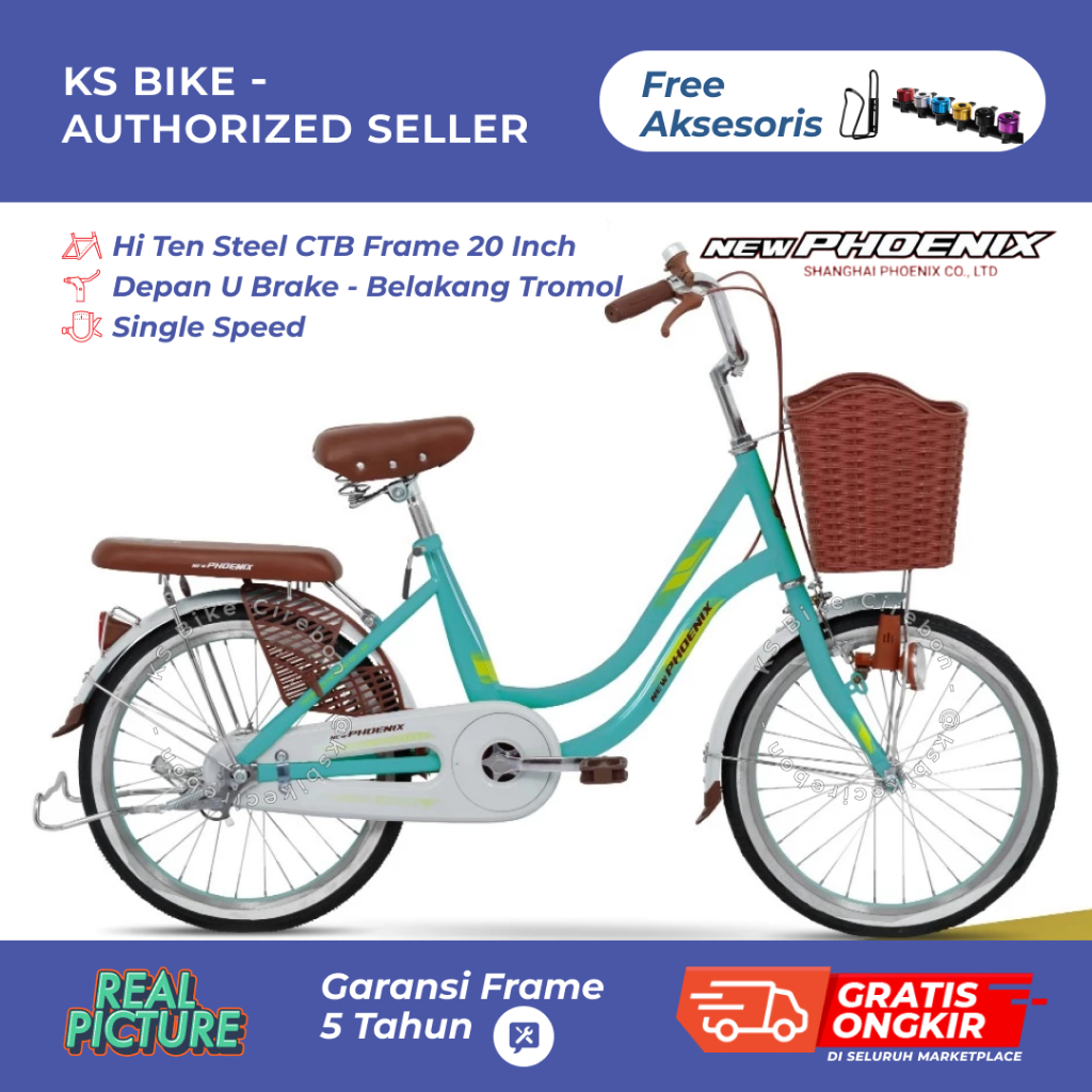 Sepeda Keranjang New Phoenix 8825 20 24 26 Inch 1 Speed City Bike Sepeda Kota Keranjang Boncengan KS