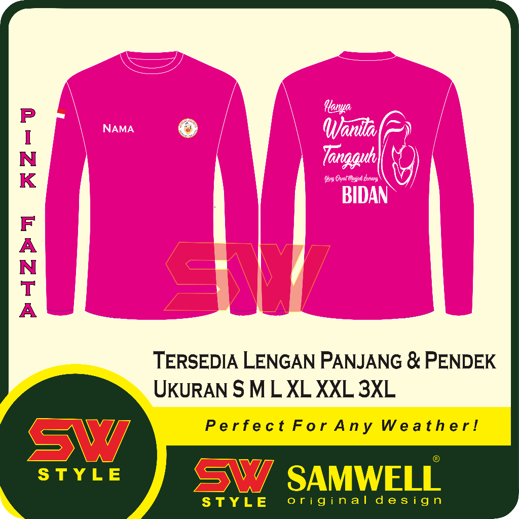 Kaos Bidan / Tshirt Kaos Bidan Wanita Tangguh Tersedia Lengan Panjang Dan Pendek Free Nama